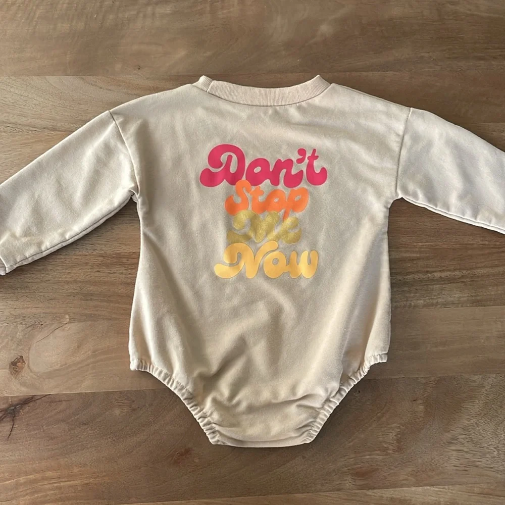 Baby On’t Stop Me Now Sweatshirt Bubble Romper Size 12M